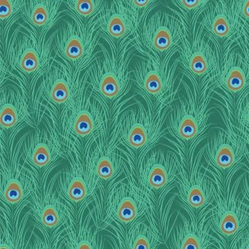 Peacock feather seamless pattern Stock Illustration