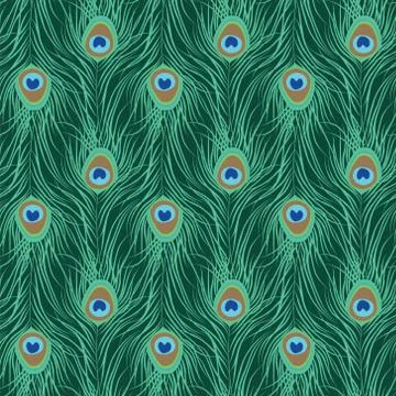 Peacock feather seamless pattern Stock Illustration
