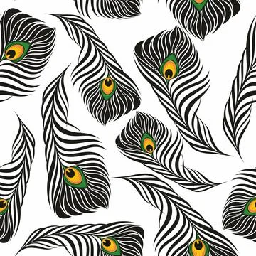 Peacock feather seamless  pattern Stock Illustration