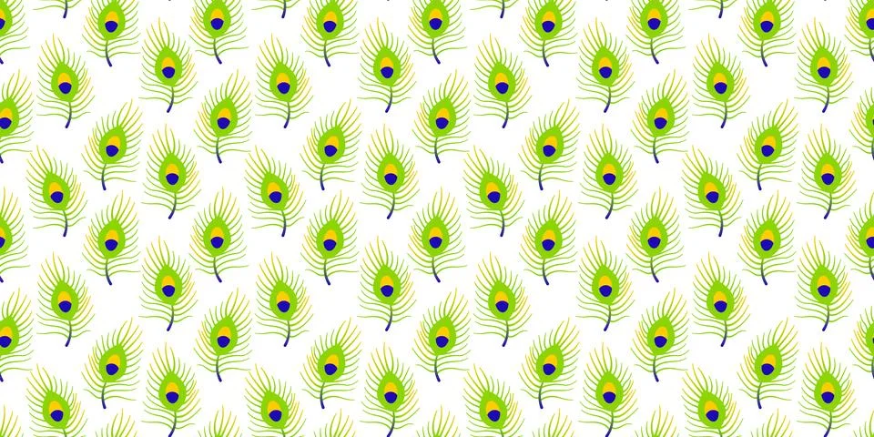 Peacock feather seamless pattern in vector style Stock Illustration