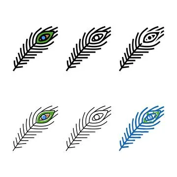 Peacock feather soft variants fluffy color icon vector Stock Illustration
