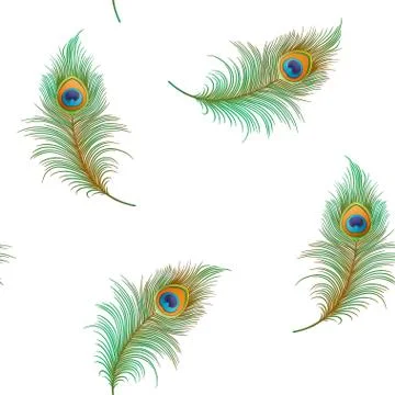 Peacock feathers Seamless pattern, background Stock Illustration