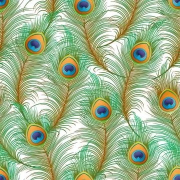 Peacock feathers Seamless pattern, background Stock Illustration