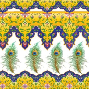 Peacock feathers Seamless pattern, background Illustrazione stock