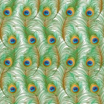 Peacock feathers Seamless pattern, background Stock Illustration