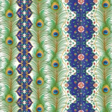 Peacock feathers Seamless pattern, background Illustrazione stock