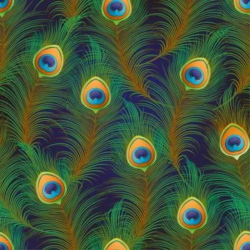 Peacock feathers Seamless pattern, background Illustrazione stock