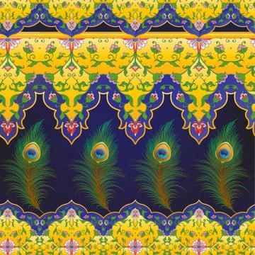 Peacock feathers Seamless pattern, background Illustrazione stock