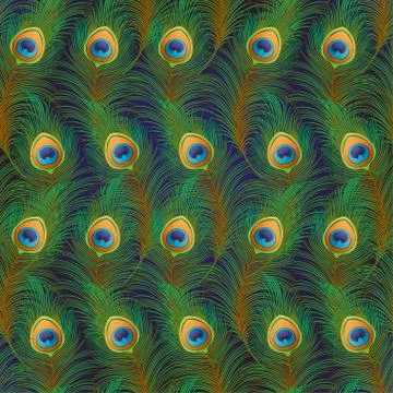 Peacock feathers Seamless pattern, background Stock Illustration