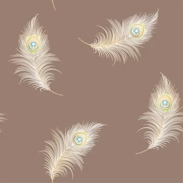 Peacock feathers Seamless pattern, background. Illustrazione stock