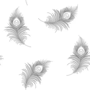 Peacock feathers Seamless pattern, background. Stock Illustration