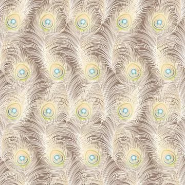 Peacock feathers Seamless pattern, background. Illustrazione stock