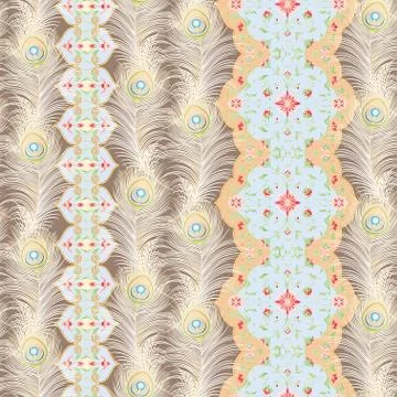 Peacock feathers Seamless pattern, background. Illustrazione stock