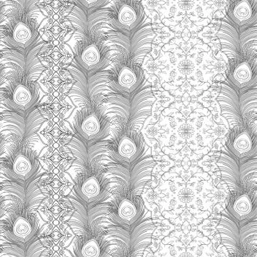Peacock feathers Seamless pattern, background. Stock Illustration