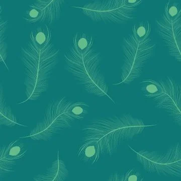 Peacock feathers seamless pattern. Elegant ethnic endless background. Krish.. Stock Illustration