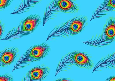 Peacock feathers seamless pattern. Stock Illustration