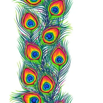 Peacock feathers seamless pattern. Stock Illustration