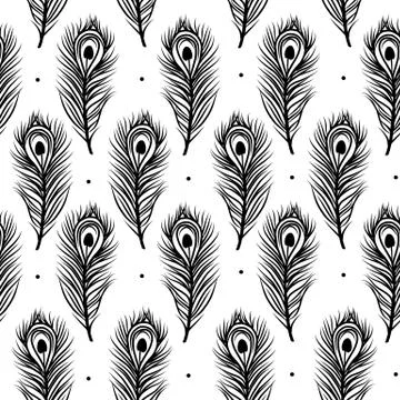 Peacock feathers, seamless pattern for your design Stock Illustration