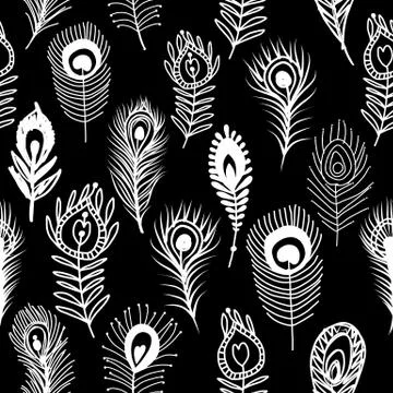 Peacock feathers, seamless pattern for your design Stock Illustration