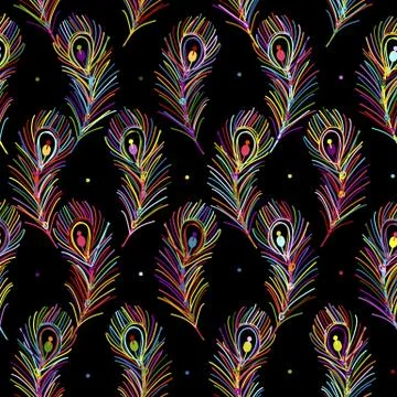 Peacock feathers, seamless pattern for your design Stock Illustration
