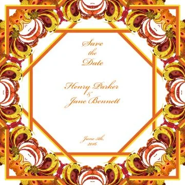 Peacock feathers wedding background. Printable vector frame illustration. 스톡 일러스트