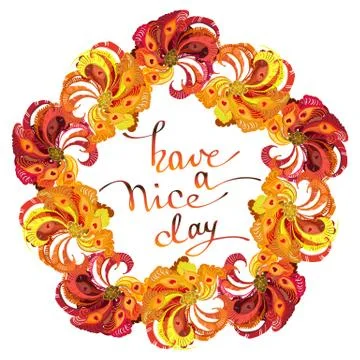 Peacock feathers wreath Stock Illustration