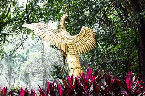 Peacock gold Statue Foto stock