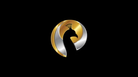 Peacock head in the metal circle logo animation Stock Footage 293500351
