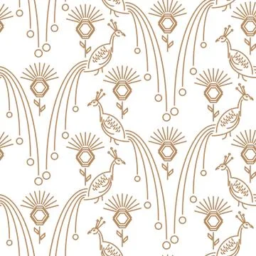 Peacock minimal style seamless vector pattern. Illustrazione stock