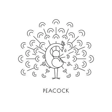 Peacock outline icon Stock Illustration