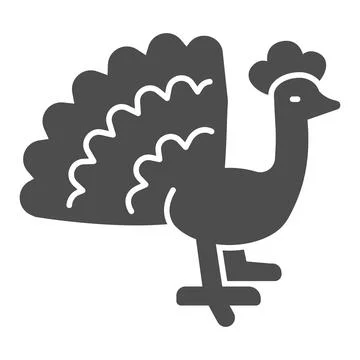 Peacock solid icon, domestic animals concept, peafowl sign on white background Stock Illustration