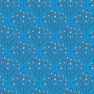 Peacock tail seamless vector blue pattern Stock Illustration