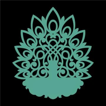 Peacock type wall decals Laser cut cnc panel design for metal Illustrazione stock