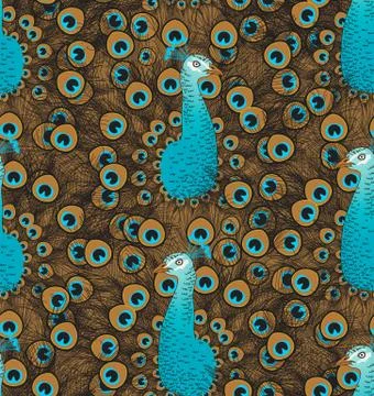 Peacock. Vector seamless vintage pattern Stockillustratie