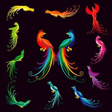 Peacocks collection Stock Illustration