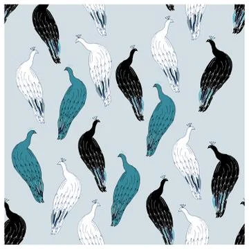 Peacocks illustration endless texture pattern. Stock Illustration