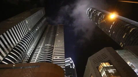 Peak Building On Night Cityscape Stock Footage 49815472