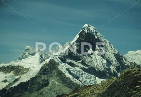 Peak caraz in cordilleras mountain Stock Photos