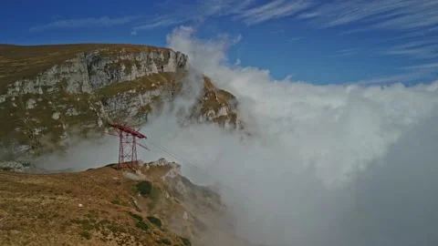 Peak covered in clounds in Bucegi Mountains, Romania Stock Footage 218145068