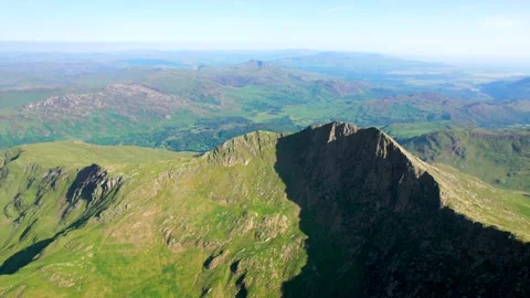 Peak Crib Goch, Lake Llyn Llydaw, Epic landmark in Snowdon Mountain. Famous.. Stock Footage 339811221