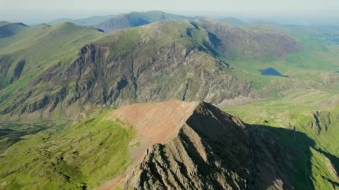Peak Crib Goch, Lake Llyn Llydaw, Epic landmark in Snowdon Mountain. Famous.. Stock Footage 339811266