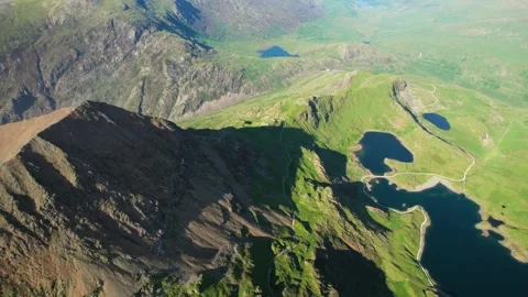 Peak Crib Goch, Lake Llyn Llydaw, Epic landmark in Snowdon Mountain. Famous.. Stock Footage 339811278