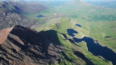 Peak Crib Goch, Lake Llyn Llydaw, Epic landmark in Snowdon Mountain. Famous.. Stock Footage 339811300