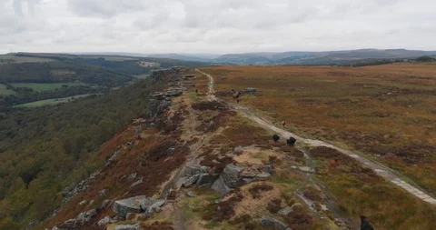 Peak district cliff edge drone footage, 4k Video stock 99659419