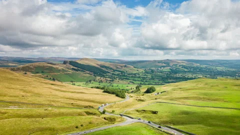 Peak District Mam Tor Hyperlapse Aerial England UK Stock Footage 205422298