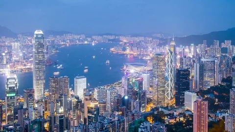 The peak, Hong Kong, 28 May 2017 -: Hong Kong at night Stock Footage