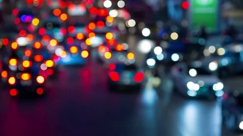 Peak hour traffic jam at evening shot out of focus Stock Footage 78167652