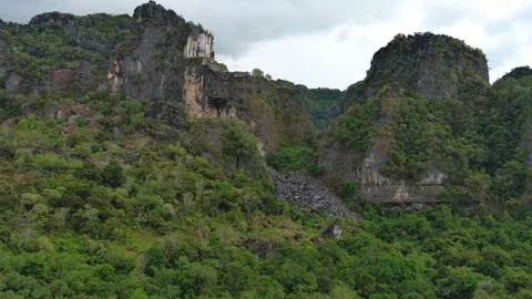 Peak of Karst Mountain with Full of Trees Stock Footage 312949328