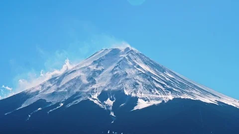 Peak of Mount Fuji Strong wind Stock Footage 85823310