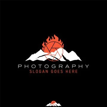 Peak mountain fire flame capture camera photography adventure vacation forest Stock Illustration